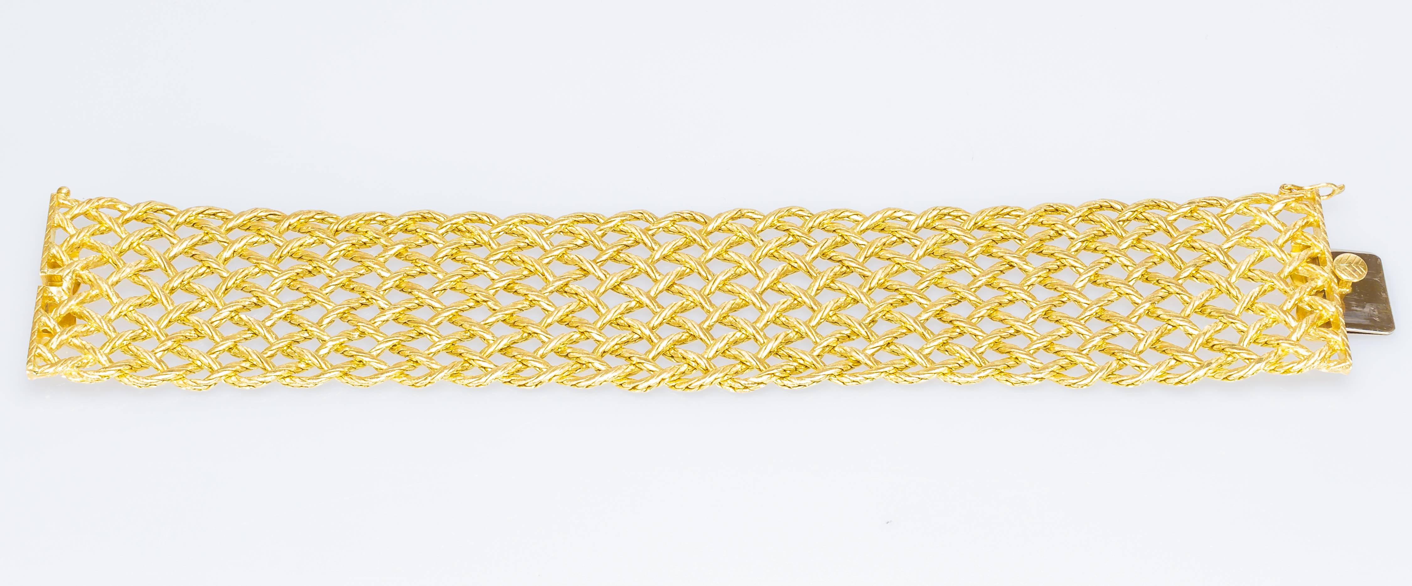 Buccellati Crepe de Chine, 12 Row Chain Woven Gold Bracelet, 7 3/8