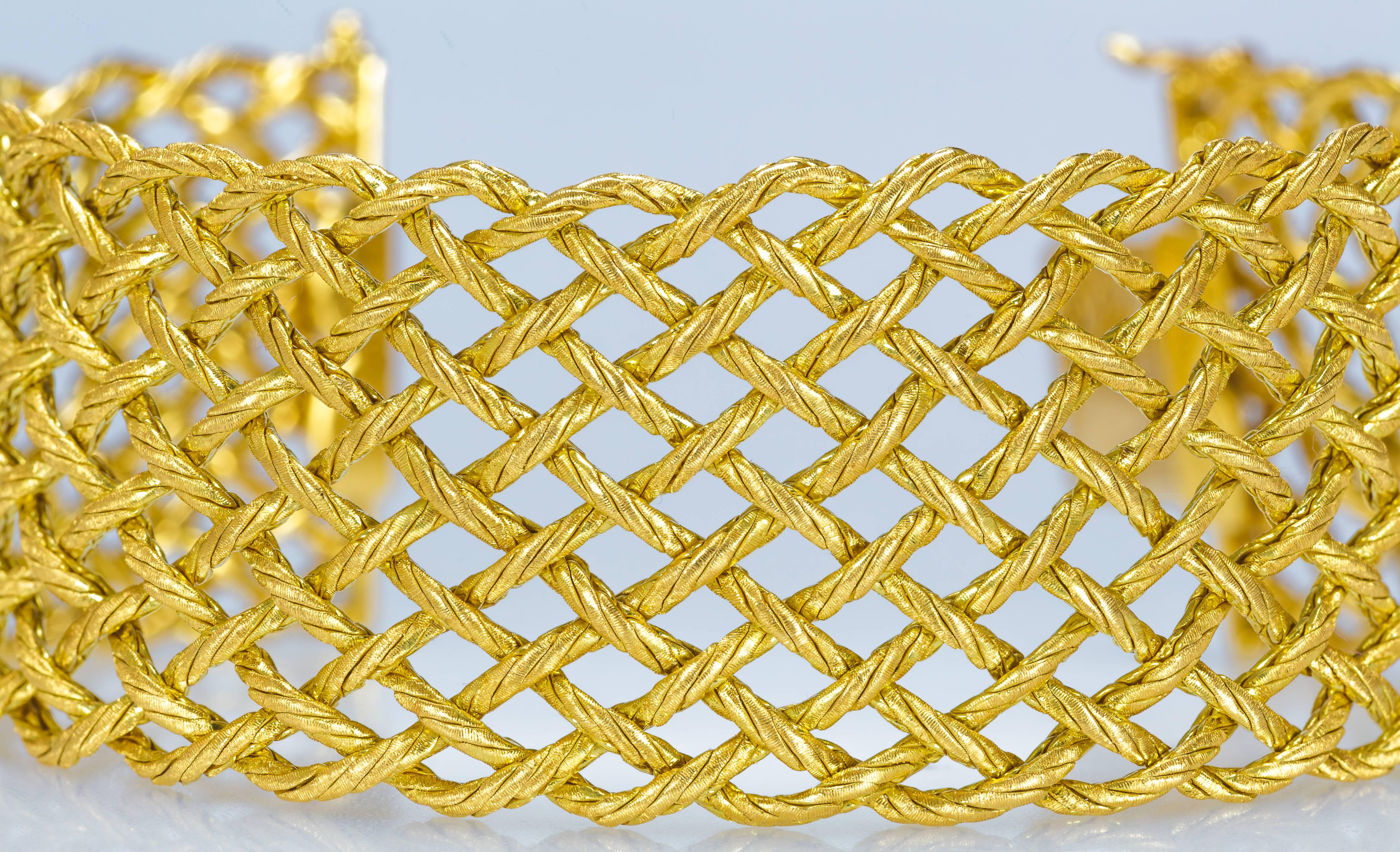 Women's Buccellati Crepe de Chine, 12 Row Chain Woven Gold Bracelet, 7 3/8