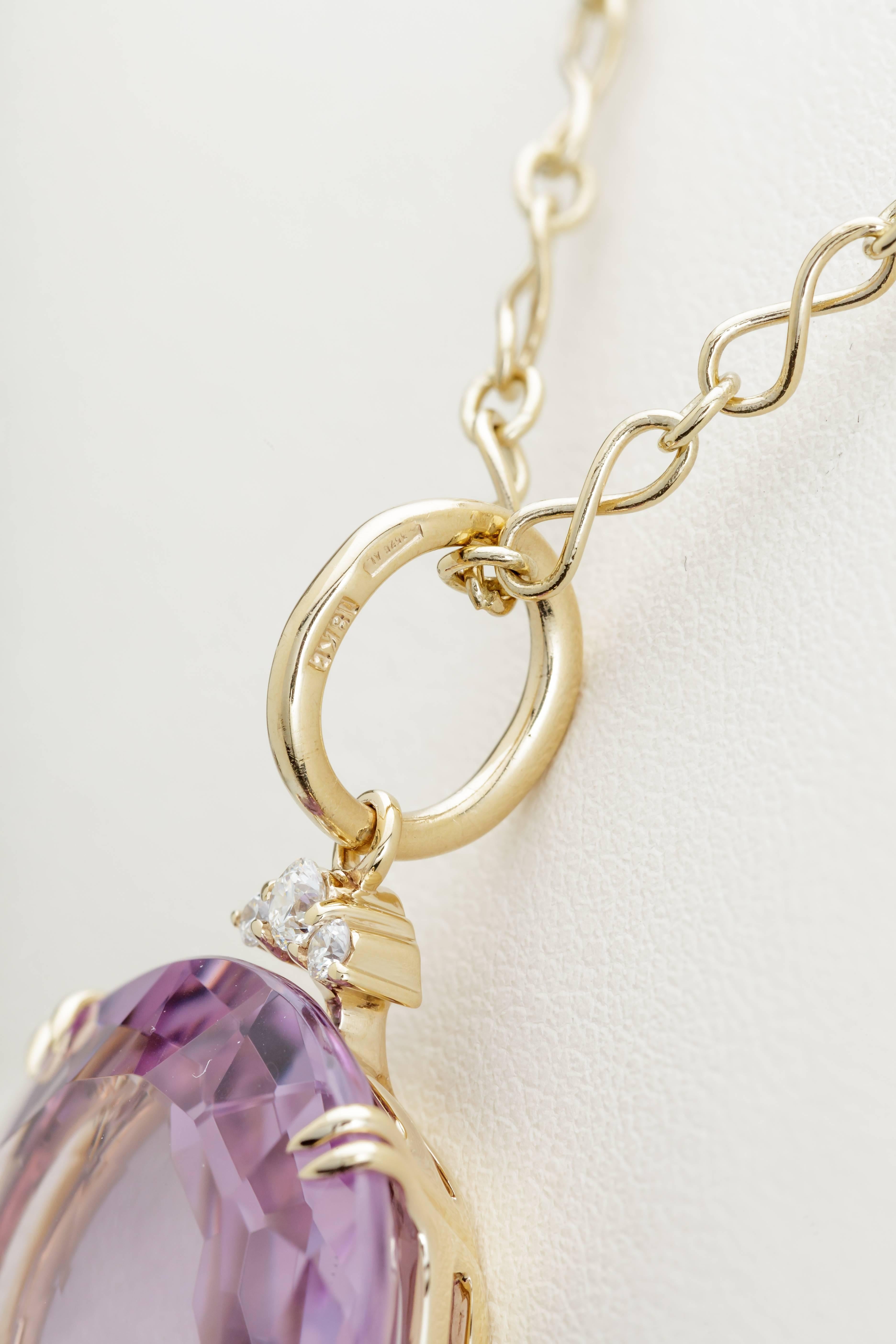 New H. Stern Amethyst and Diamond Cobblestone Charm Gold Chain In New Condition In Houston, TX