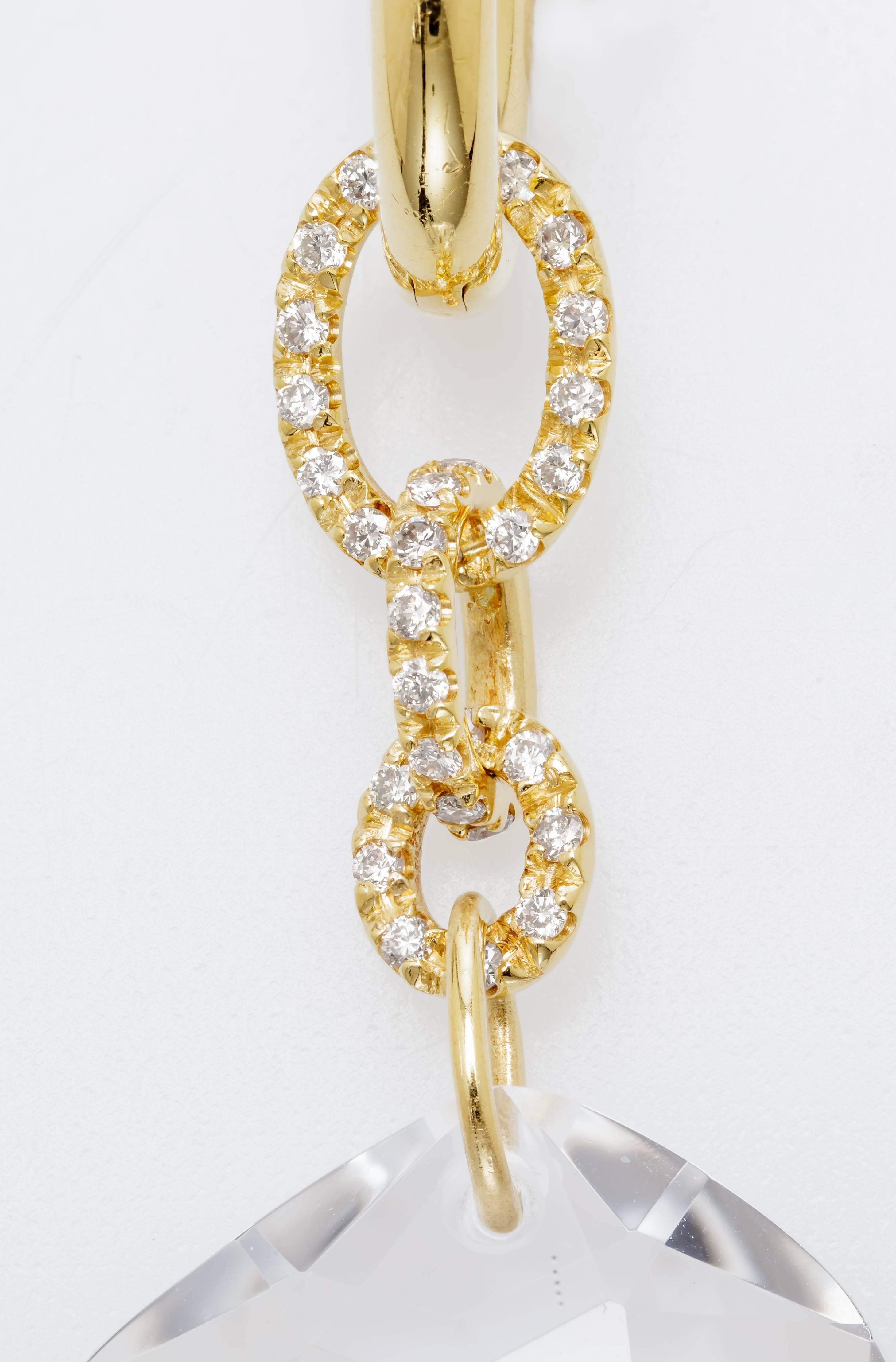 H. Stern 0.79 Carat Diamonds 100.35 Carat Quartz Gold DVF Earrings In New Condition For Sale In Houston, TX