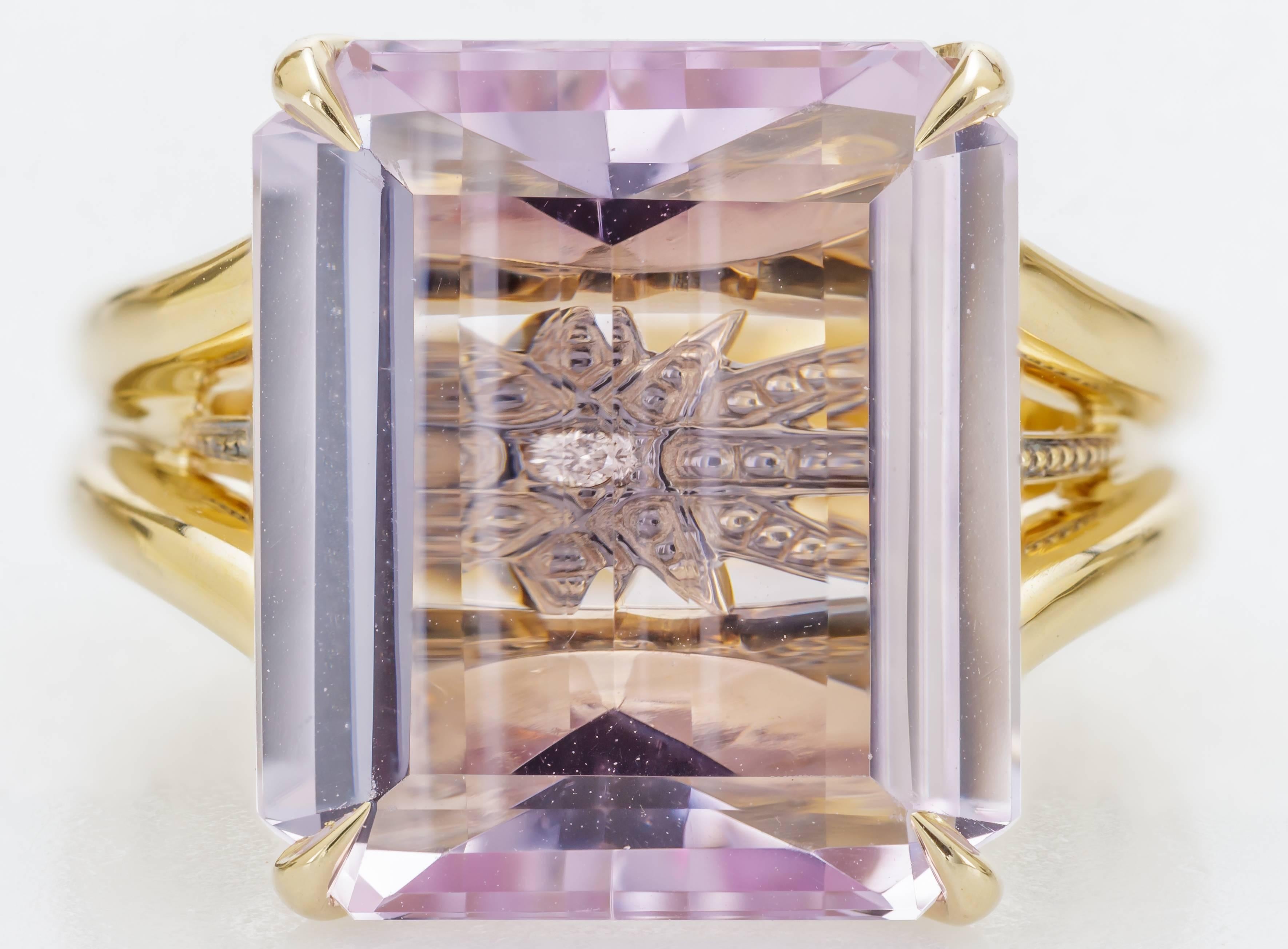 H. Stern 12.69 Carat Amethyst Diamond Noble Gold Ring  In New Condition In Houston, TX