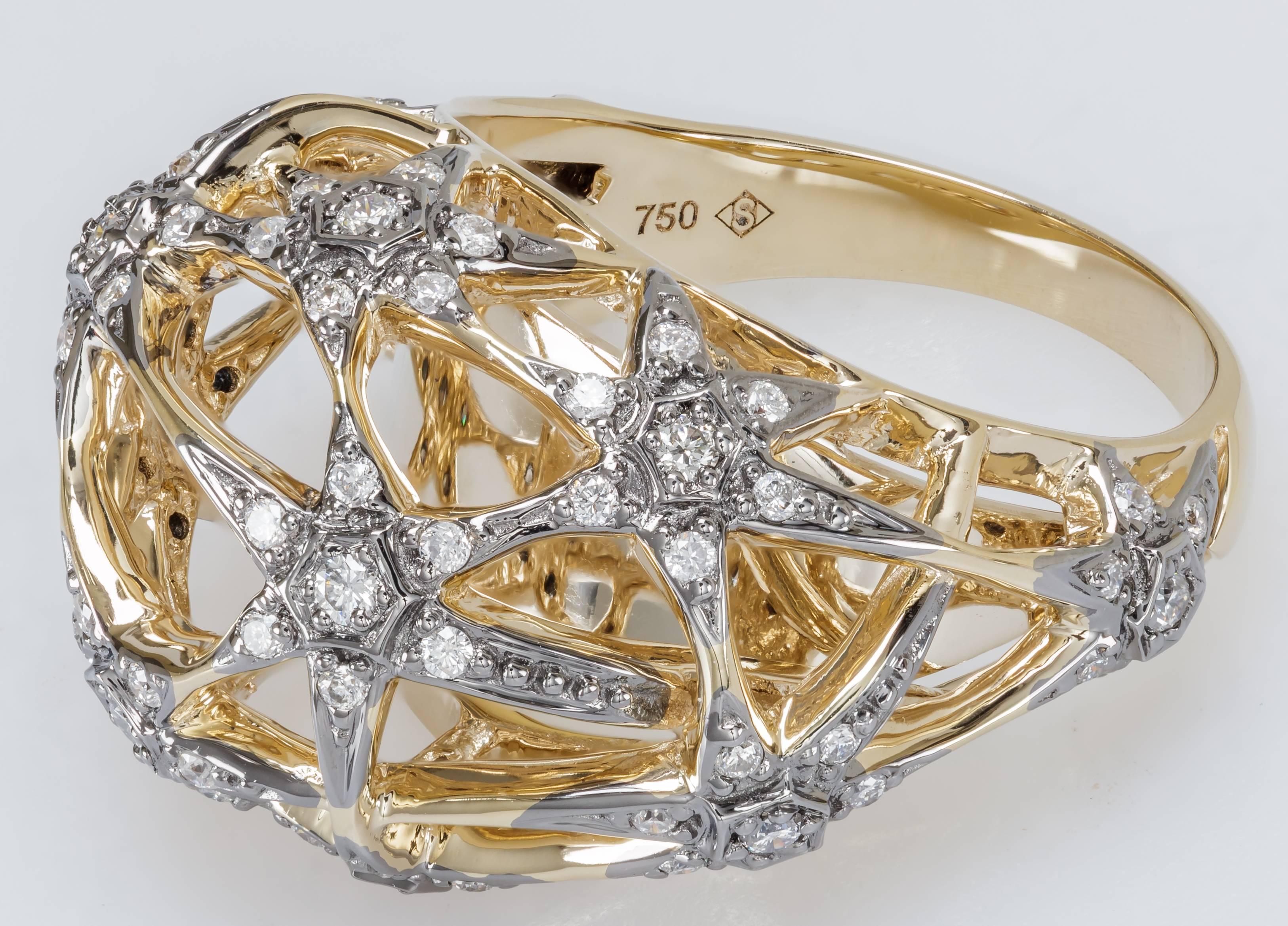 H. Stern Diamond Noble Gold Copernicus Ring 18k Noble Gold, Size 6 In New Condition In Houston, TX