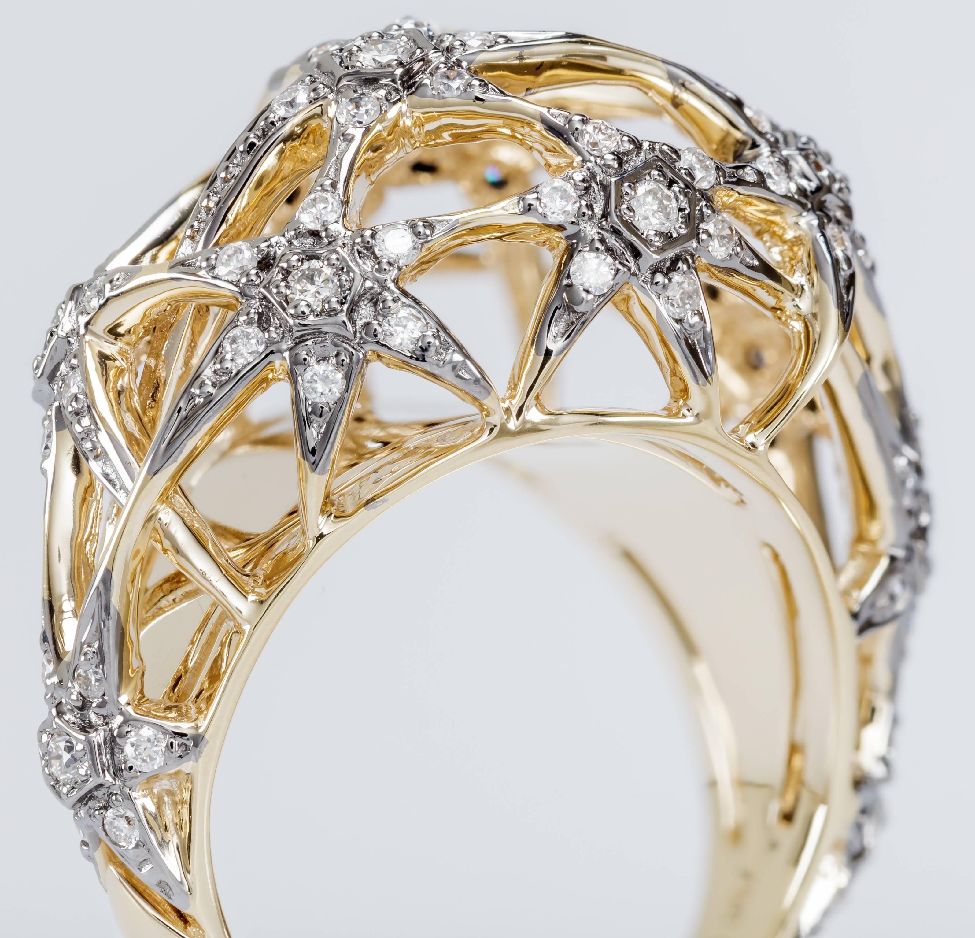 This new H. Stern Copernicus ring features diamonds totaling 0.46ct set in black rhodium and 18k noble gold.  Noble gold, H. Stern's signature alloy, has the warmth of yellow gold and the elegance of white gold.  This ring is a size 6.  It measures