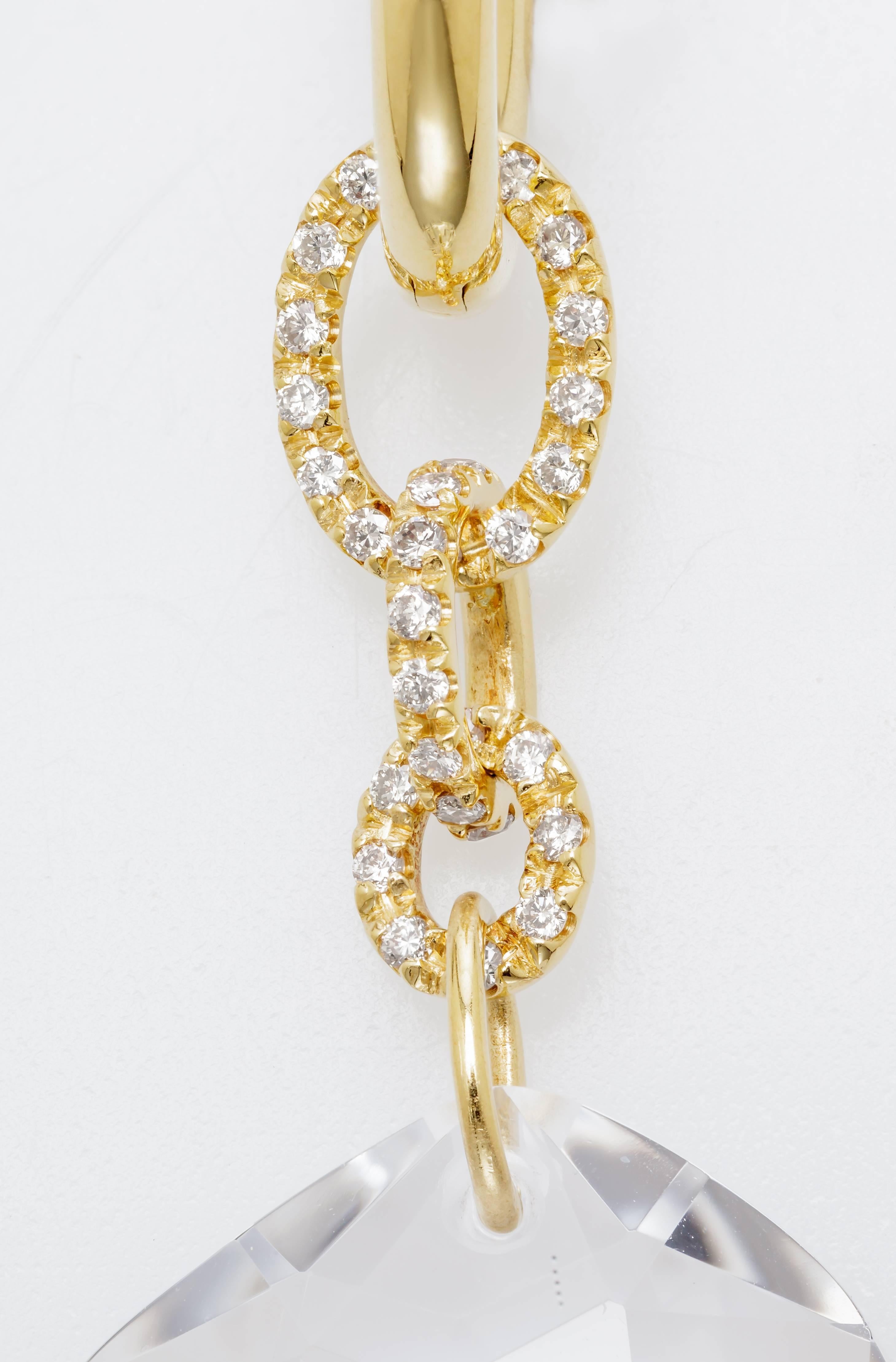 H. Stern DVF 100.35 Carat Quartz 0.79 Carat Diamonds Gold Earrings In New Condition For Sale In Houston, TX