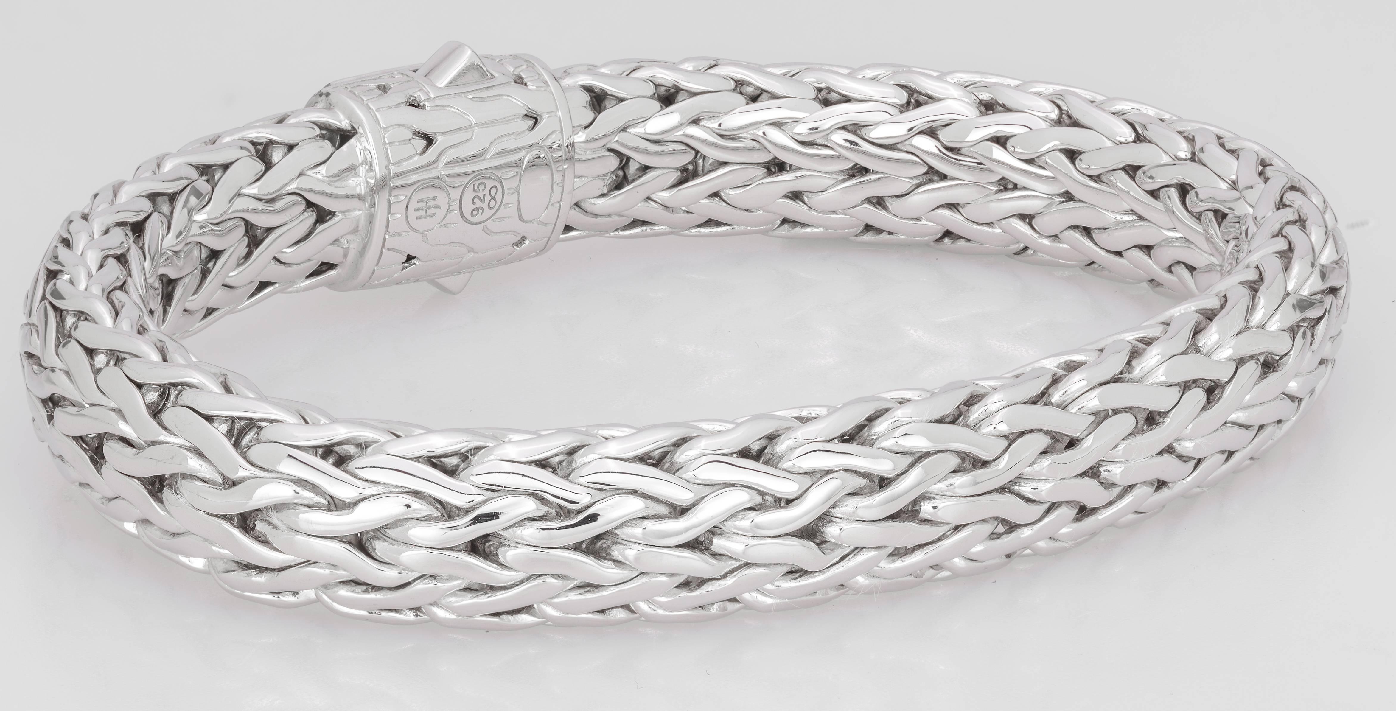 Women's John Hardy Classic Large Size Chain Diamond Pave Silver Bracelet