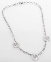 Bulgari Three-Disk 18k White Gold and Diamond 15.5" Necklace