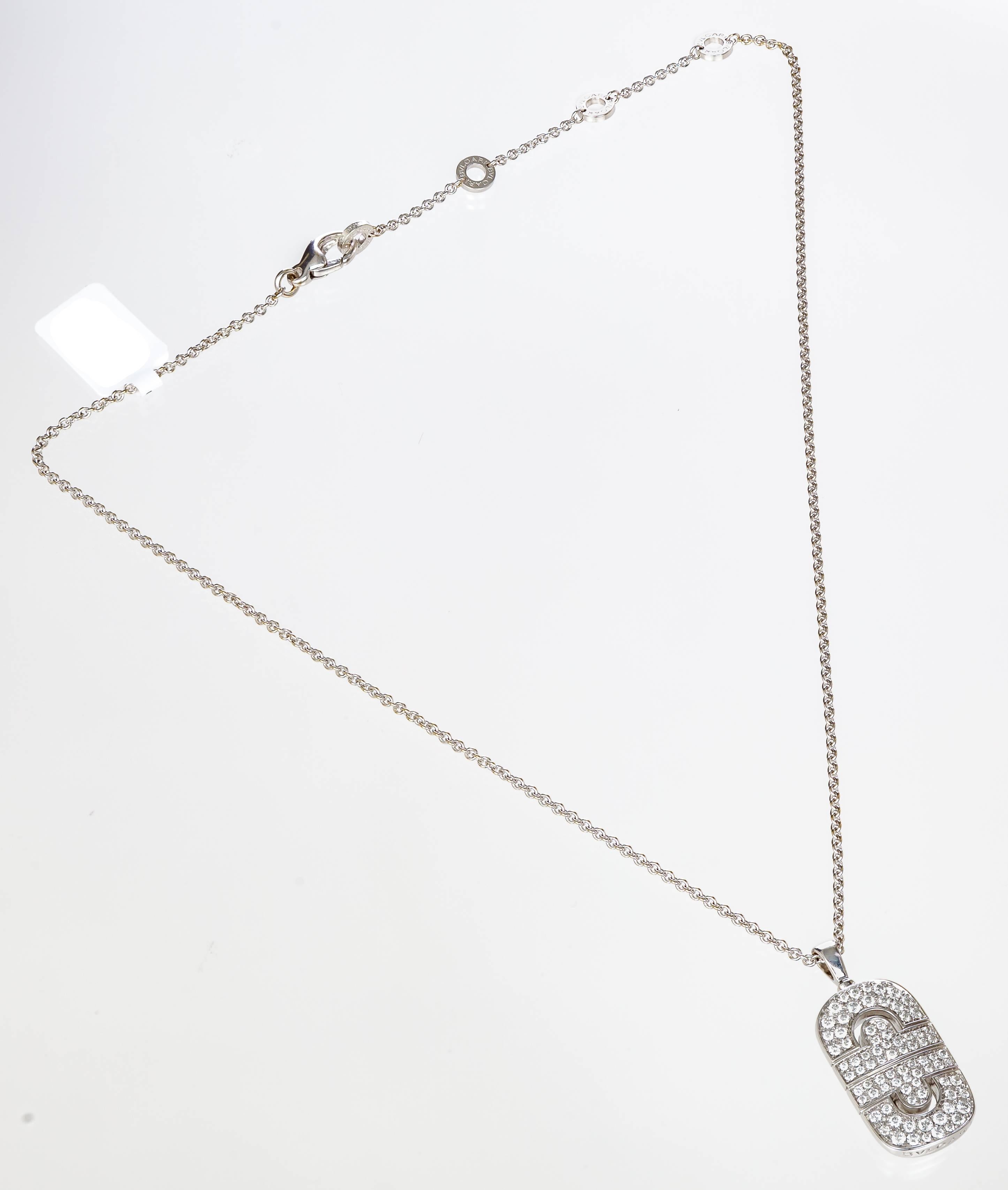 Women's Bulgari Parentesi Necklace  Diamond Pendant and Chain
