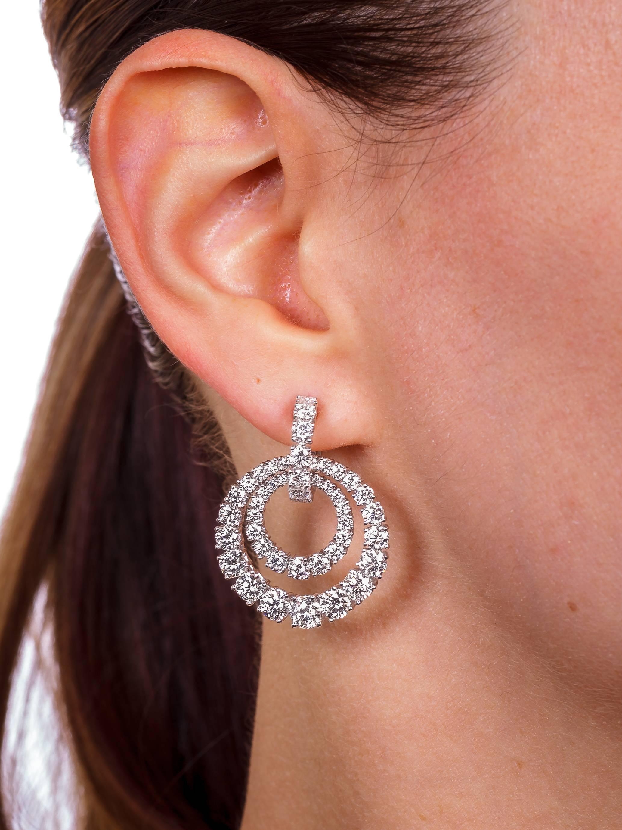 Chopard Diamond Earrings 18k White Gold and 9.40 ct. Round Brilliant Diamonds  In New Condition For Sale In Houston, TX