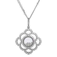 Used Chopard Happy Diamonds 18k White Gold and Diamond Pendant & Chain 7.42 ct.