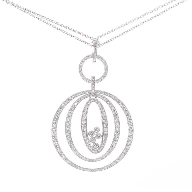 Chopard Happy Diamonds Pendant 1.88 ct. 18k White Gold Double 32 Inch ...