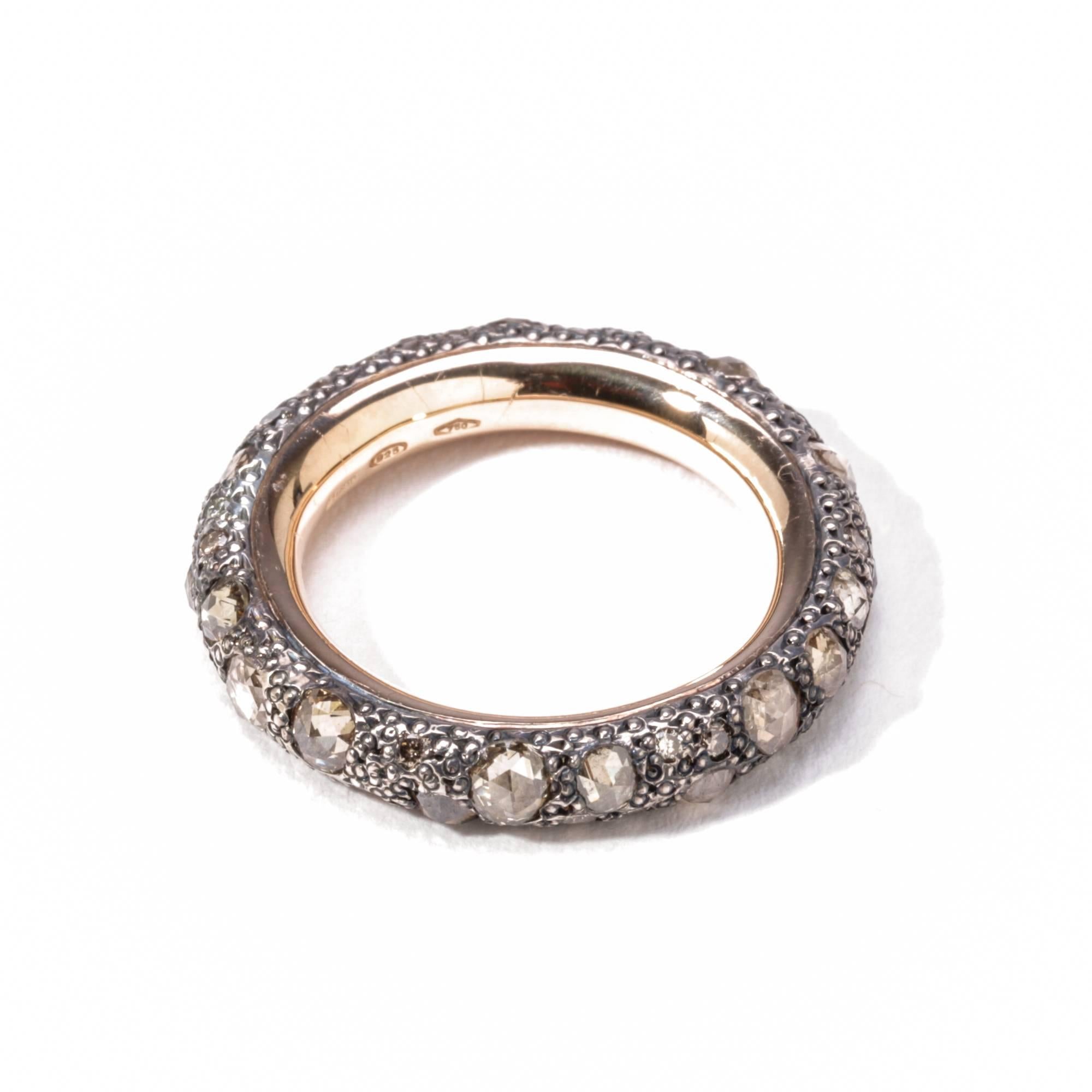 Round Cut Pomellato Sabbia Collection Ring 18K Rose Gold 1.91 Carat Brown Cognac Diamonds For Sale