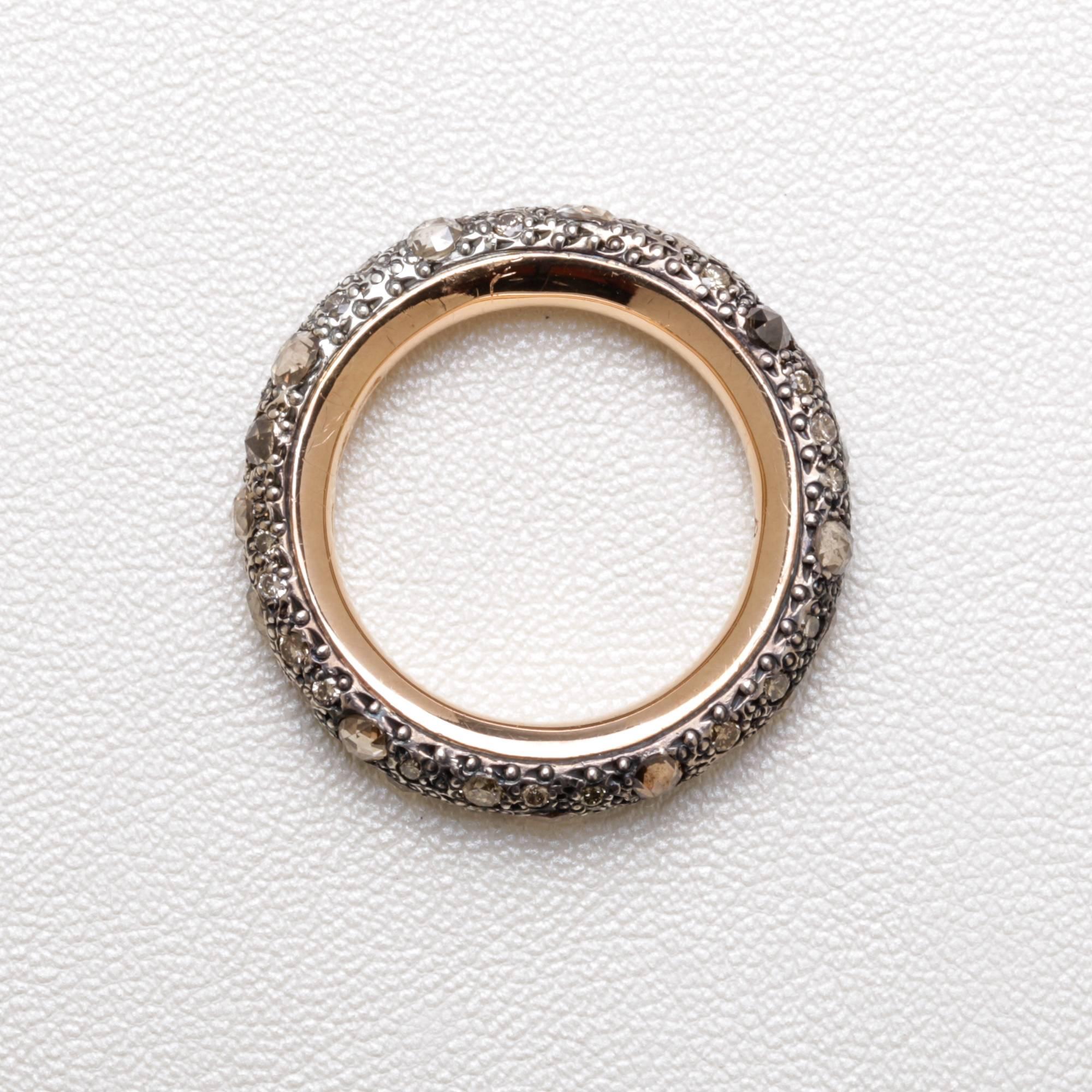 Women's Pomellato Sabbia Collection Ring 18K Rose Gold 1.91 Carat Brown Cognac Diamonds For Sale