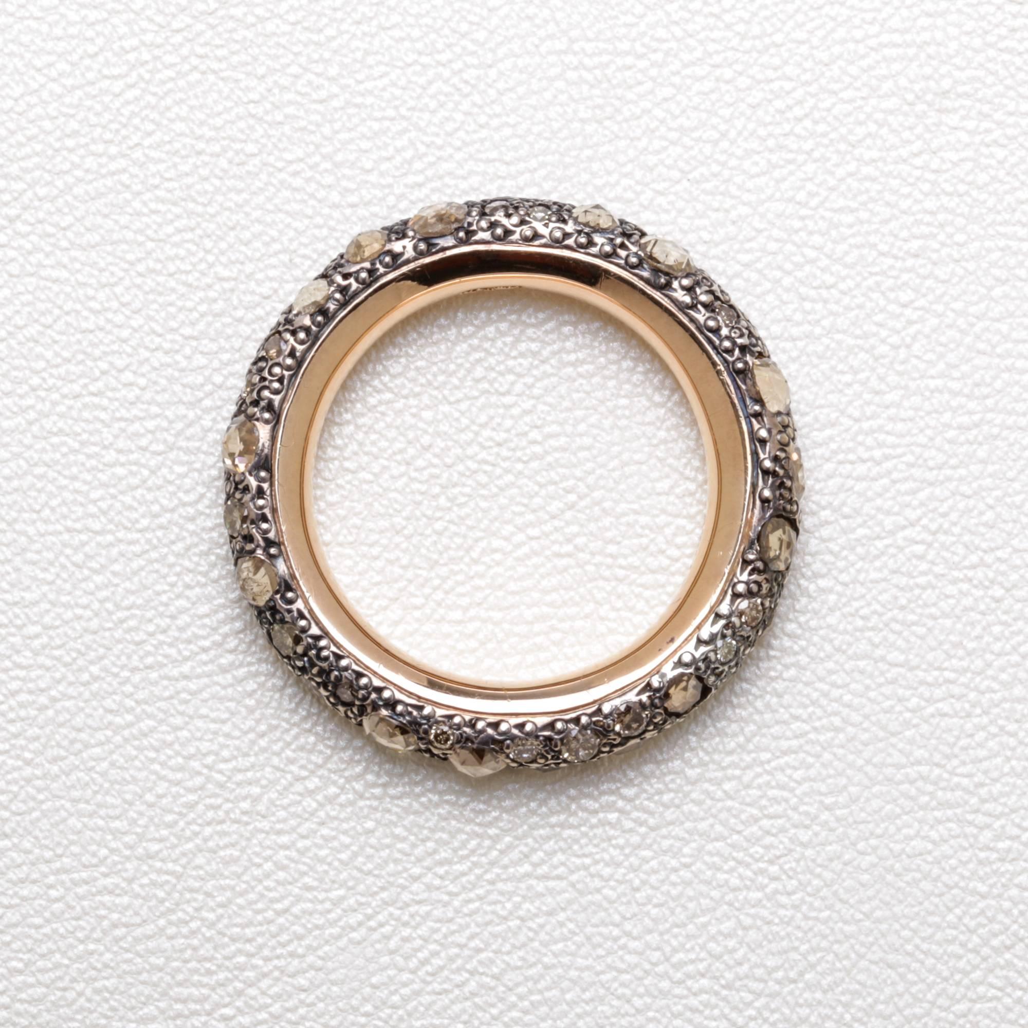 Pomellato Sabbia Collection Ring 18K Rose Gold 1.91 Carat Brown Cognac Diamonds In New Condition For Sale In Houston, TX