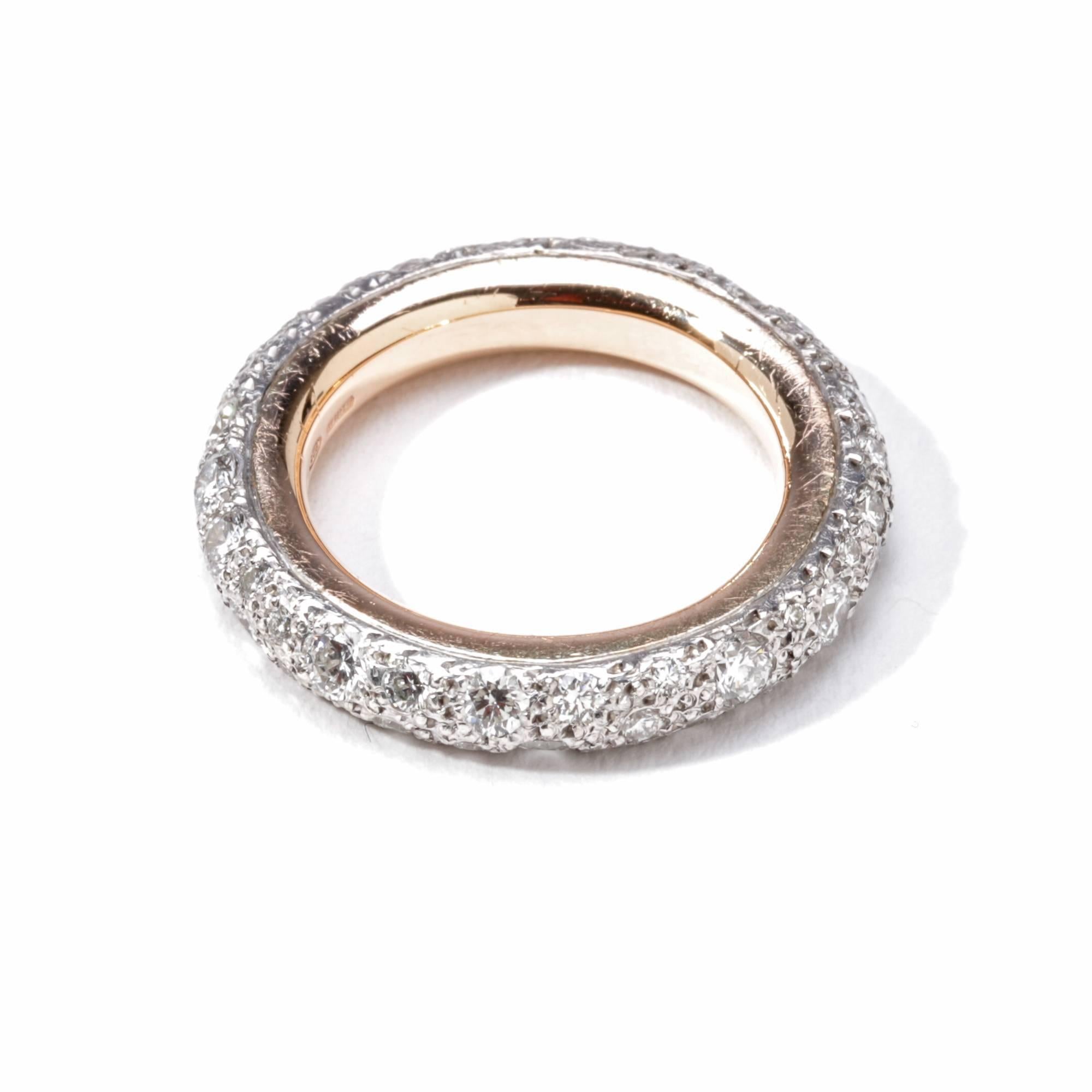 Round Cut Pomellato Sabbia Collection Ring 18 Karat Rose Gold 1.84 Carat Diamonds For Sale