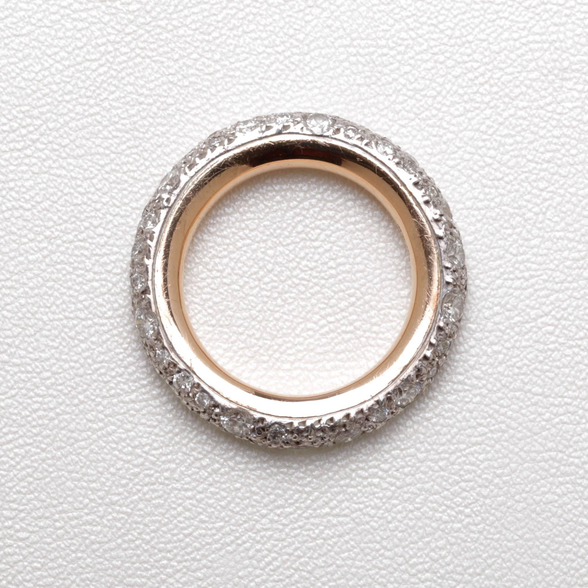Women's Pomellato Sabbia Collection Ring 18 Karat Rose Gold 1.84 Carat Diamonds For Sale