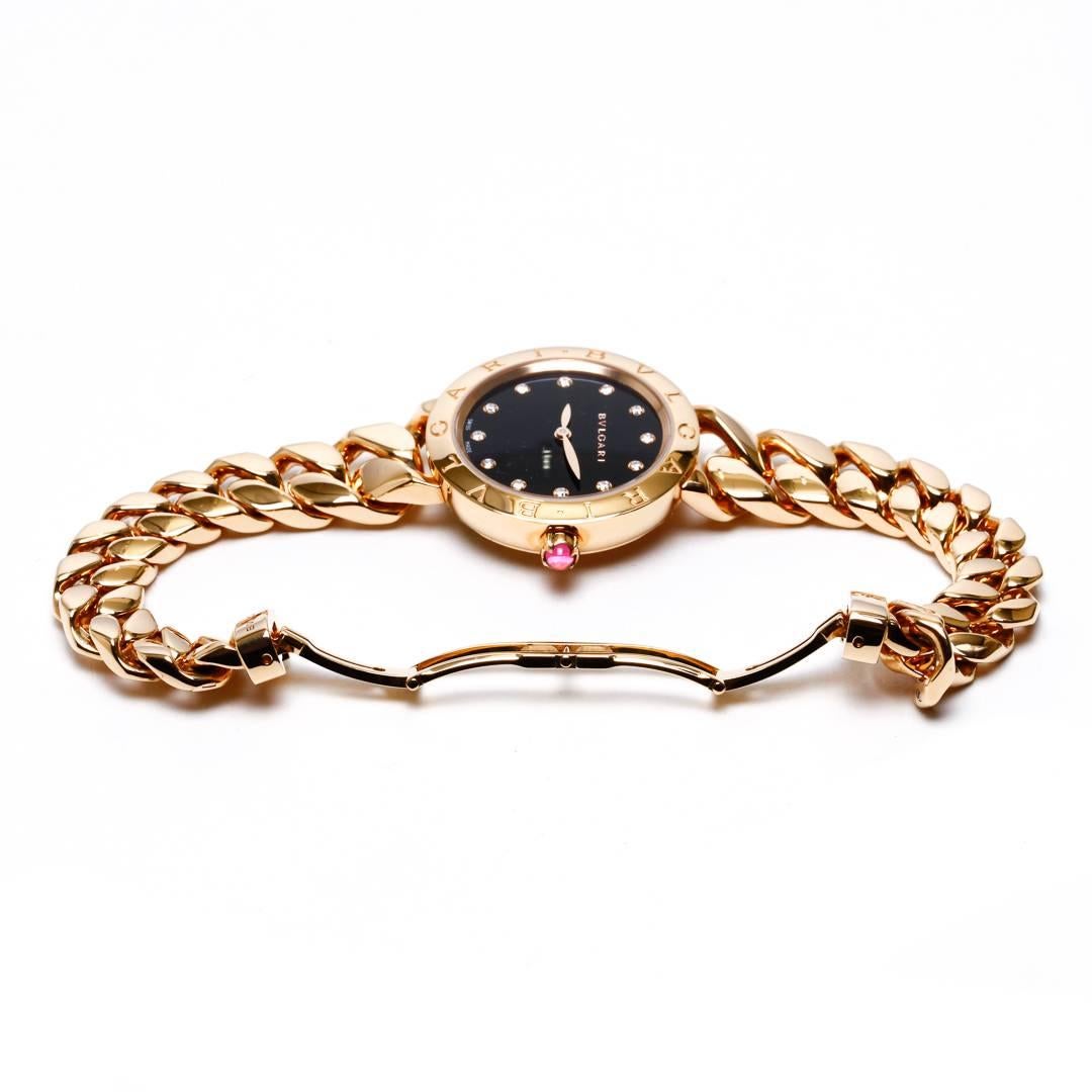 Bulgari Pink Gold Diamond Markers Black Dial Catene Quartz Wristwatch For Sale 4
