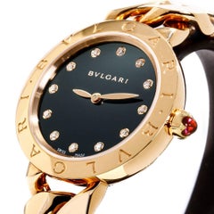 Bulgari Pink Gold Diamond Markers Black Dial Catene Quartz Wristwatch