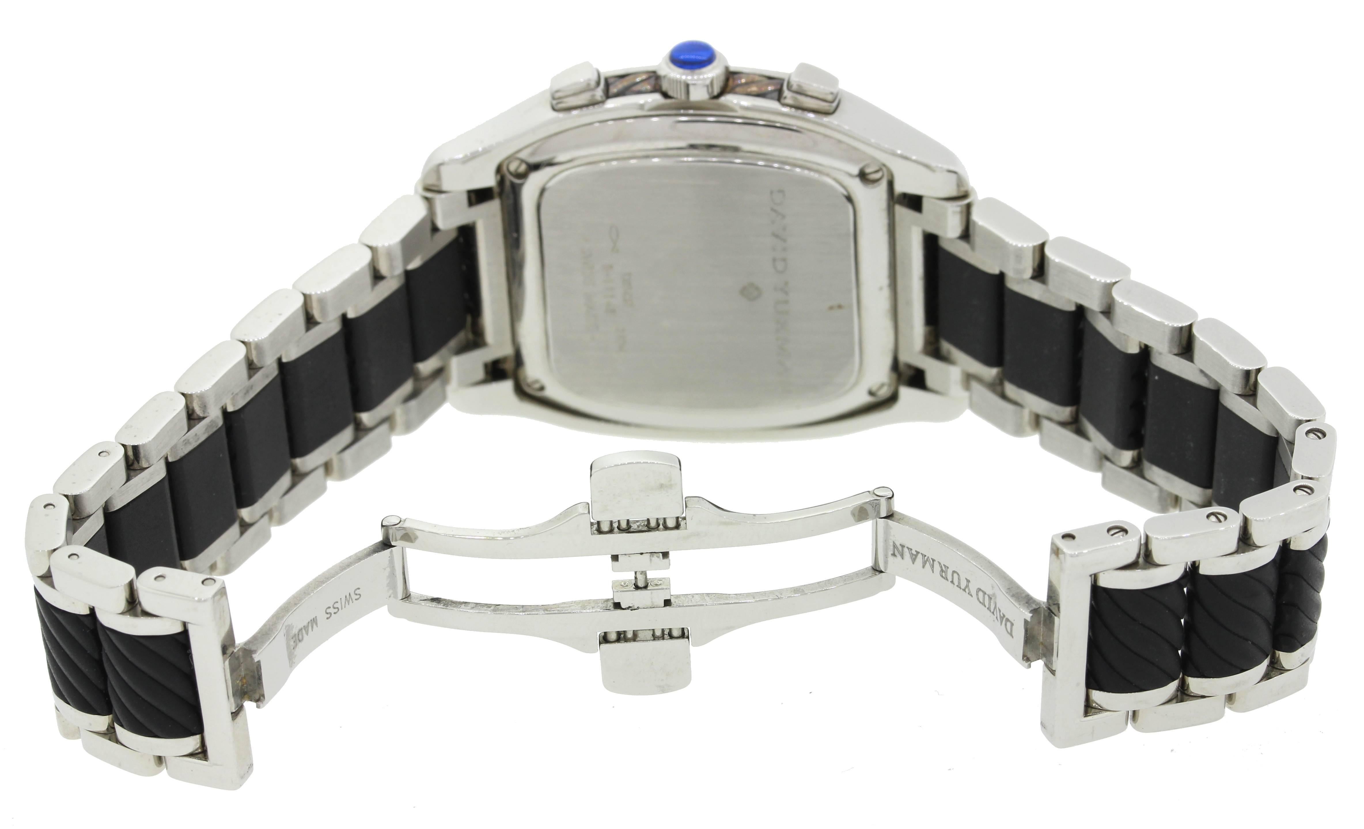 Men's David Yurman Steel Thoroughbred Steel Black Diamond Chronograph Watch T307-CST