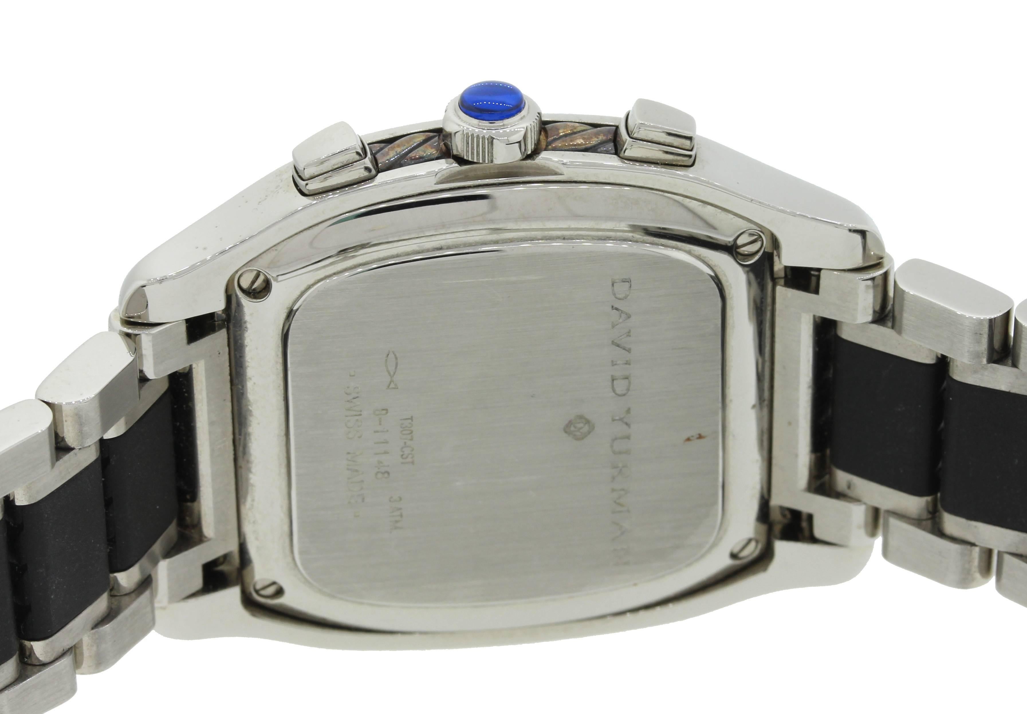 David Yurman Steel Thoroughbred Steel Black Diamond Chronograph Watch T307-CST 1