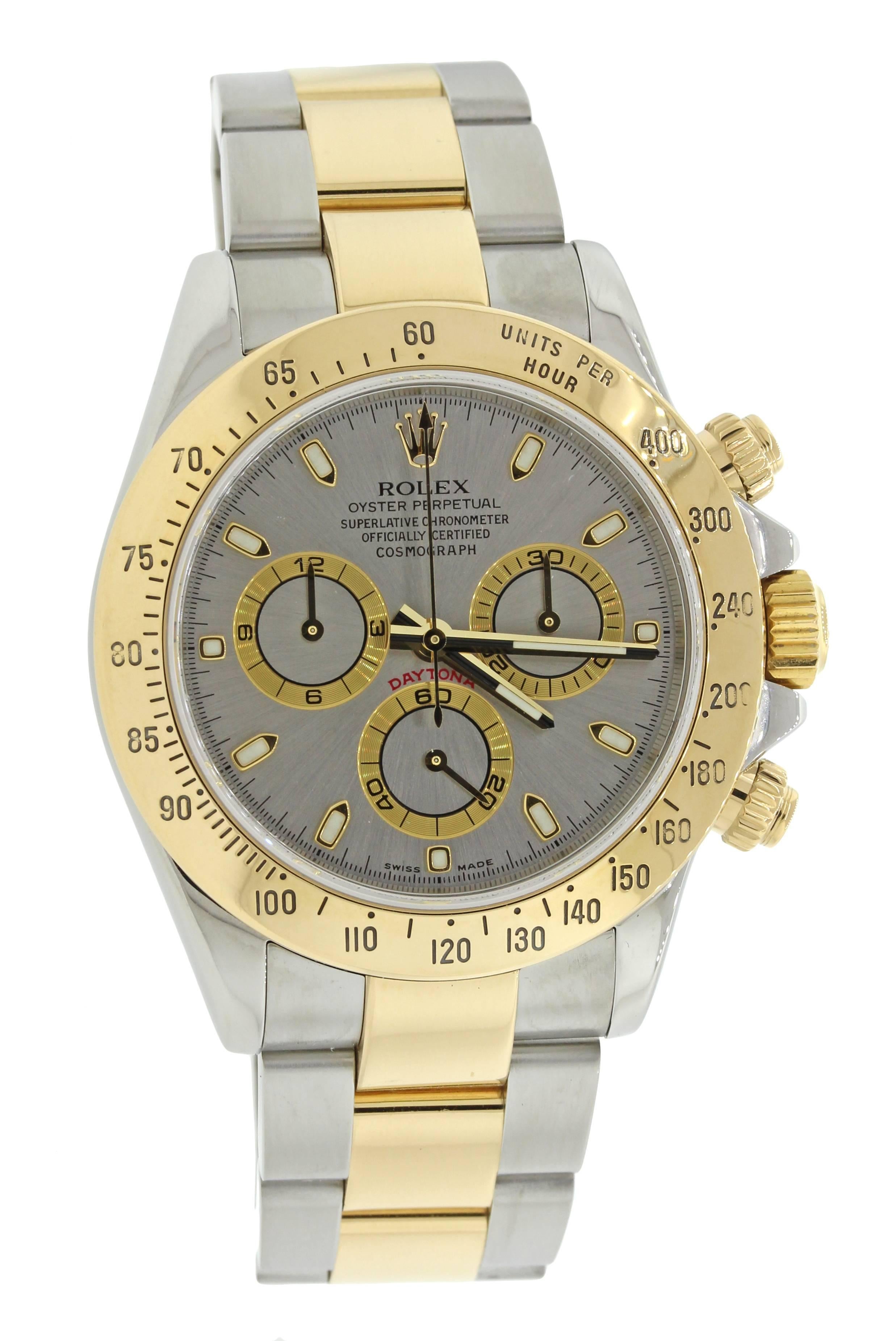 Modern Rolex Daytona Cosmograph 116523 Silver Steel Gold Two Tone Watch Box Papers