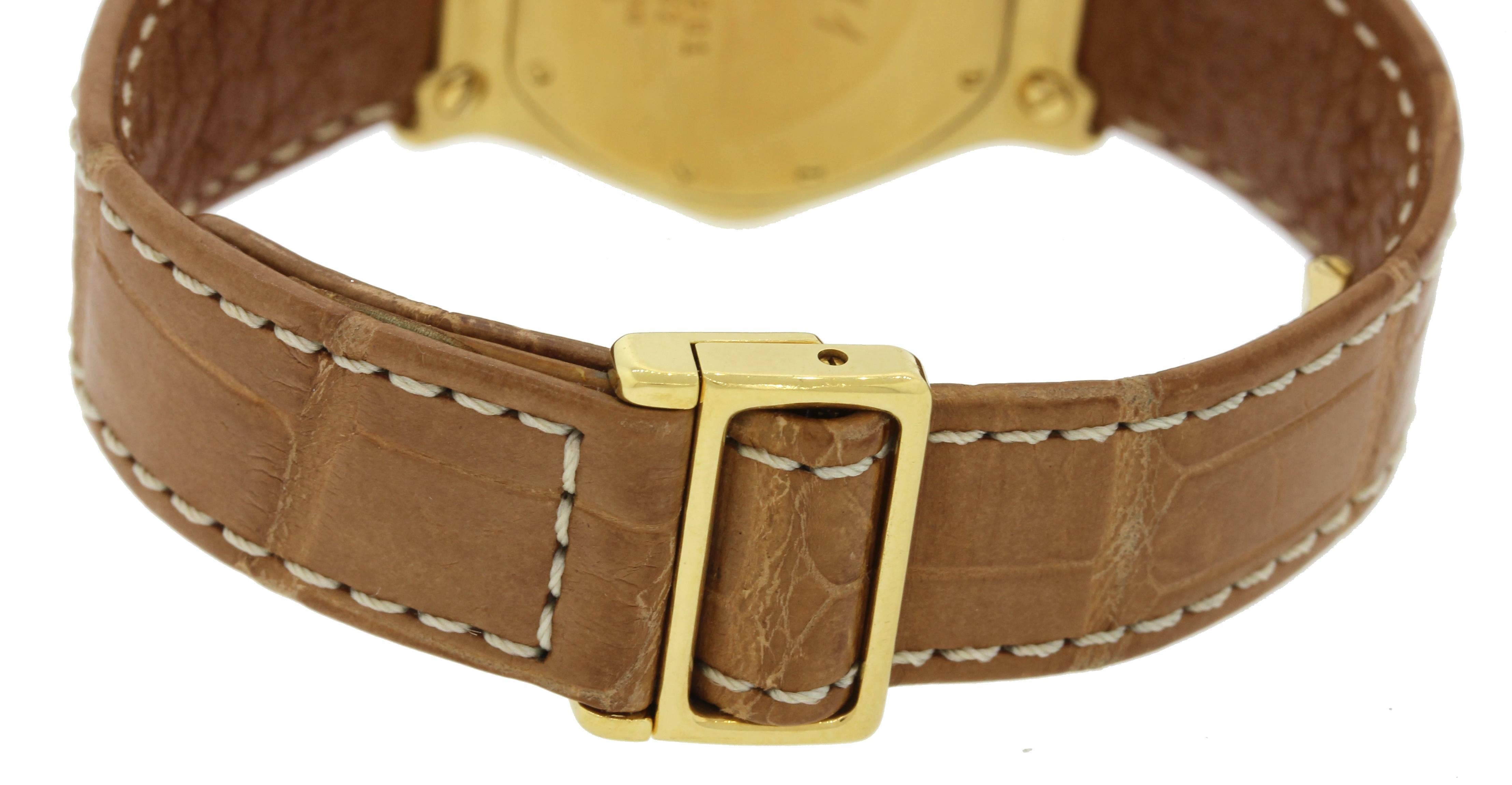 Men's Ebel 1911 Yellow Gold White Roman Dial Quartz Wristwatch Ref 887902