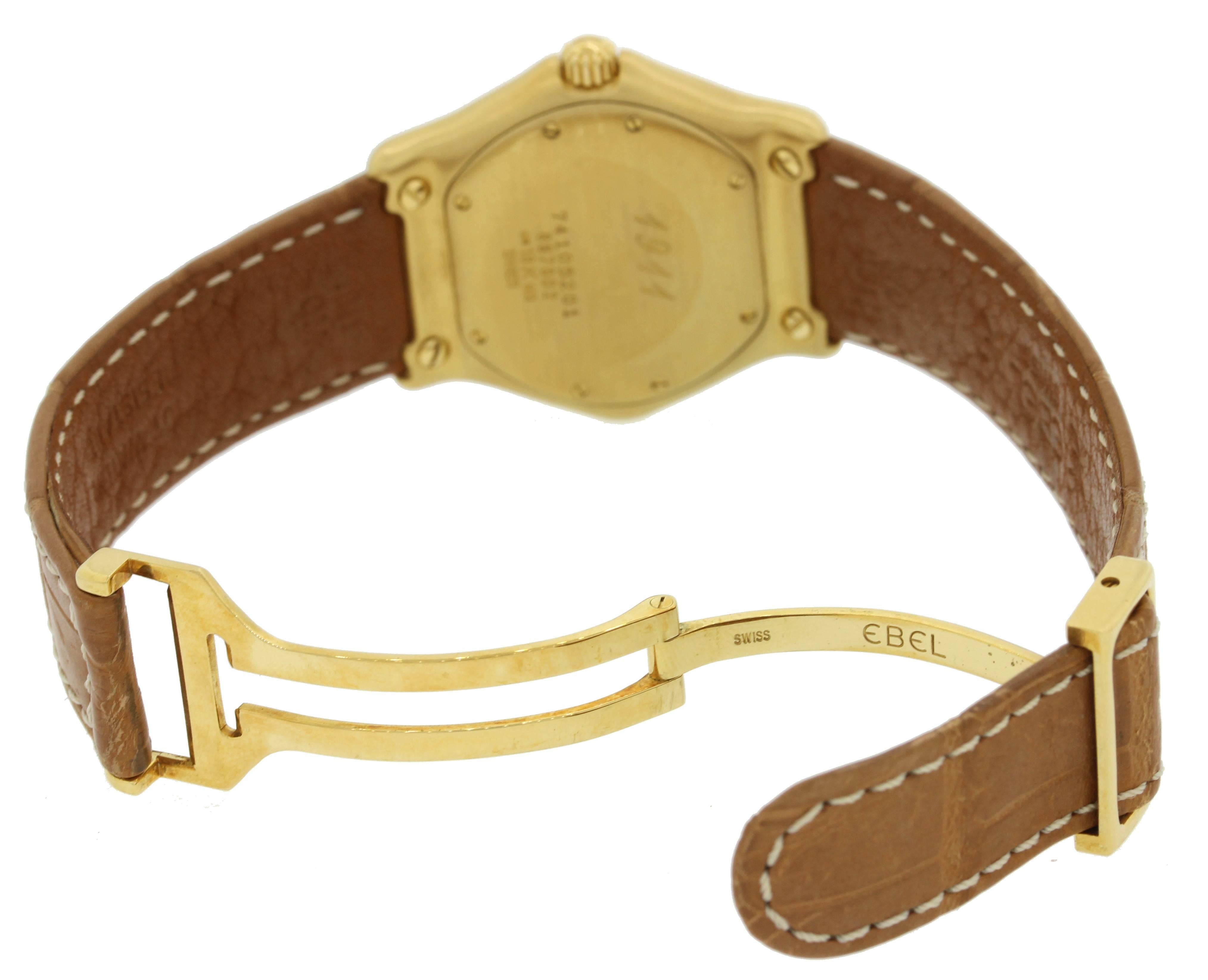 Ebel 1911 Yellow Gold White Roman Dial Quartz Wristwatch Ref 887902 1