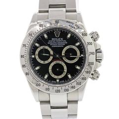 Rolex Stainless Steel Daytona Cosmograph Black Chronograph Automatic Wristwatch