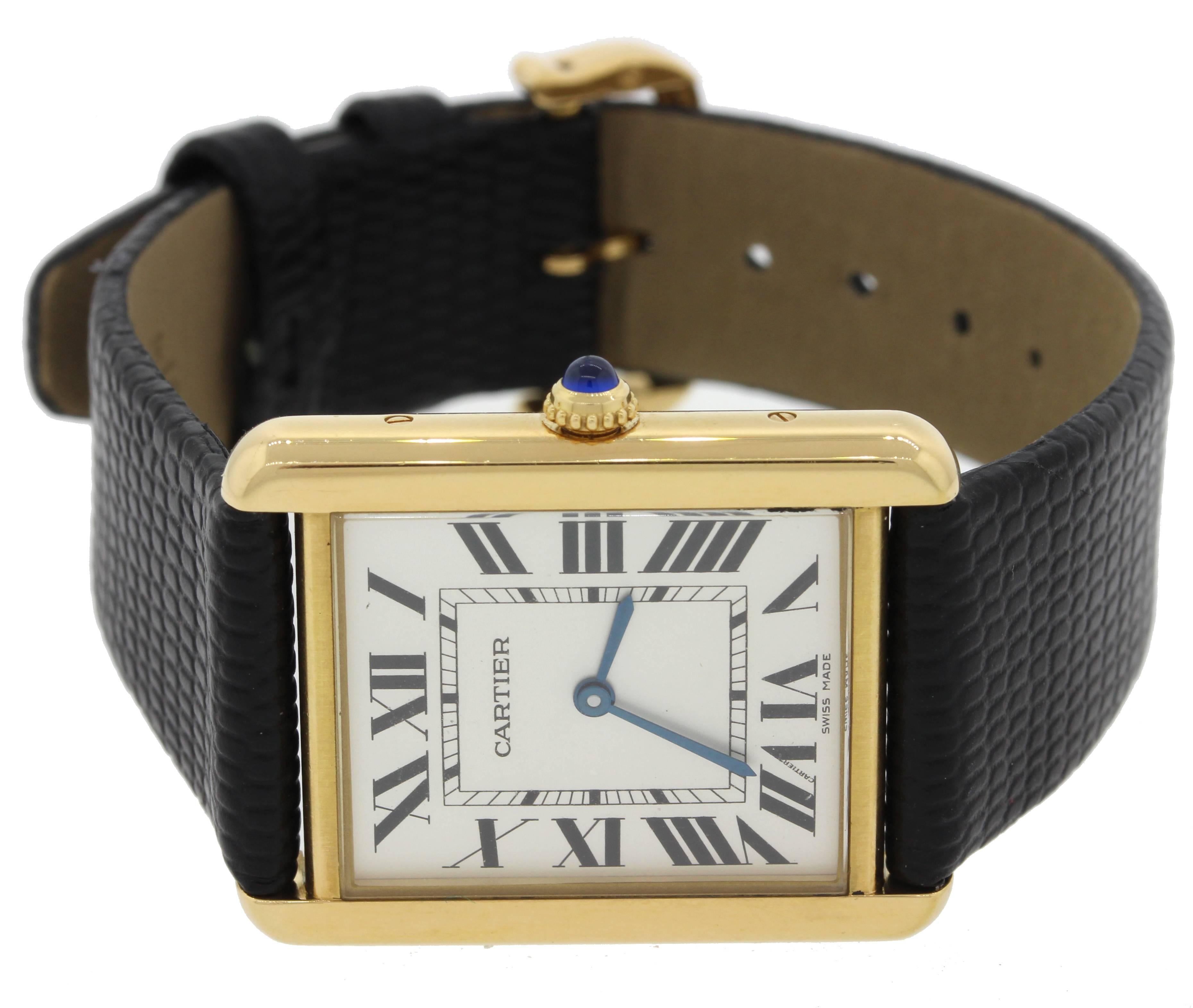 Modern Cartier Yellow and White Gold  Tank Solo Quartz Wristwatch 