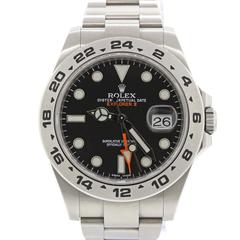 2015 Rolex Explorer II 42mm 216570 Black Orange Stainless GMT Date Watch