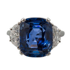 Blue Sapphire Diamond Platinum Ring