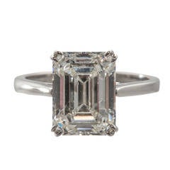 GIA Cert 4.12 Carat Emerald Cut Diamond Engagement Ring 3