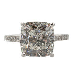 GIA Cert Cushion Cut 6.04 Carat Diamond  Engagement Ring