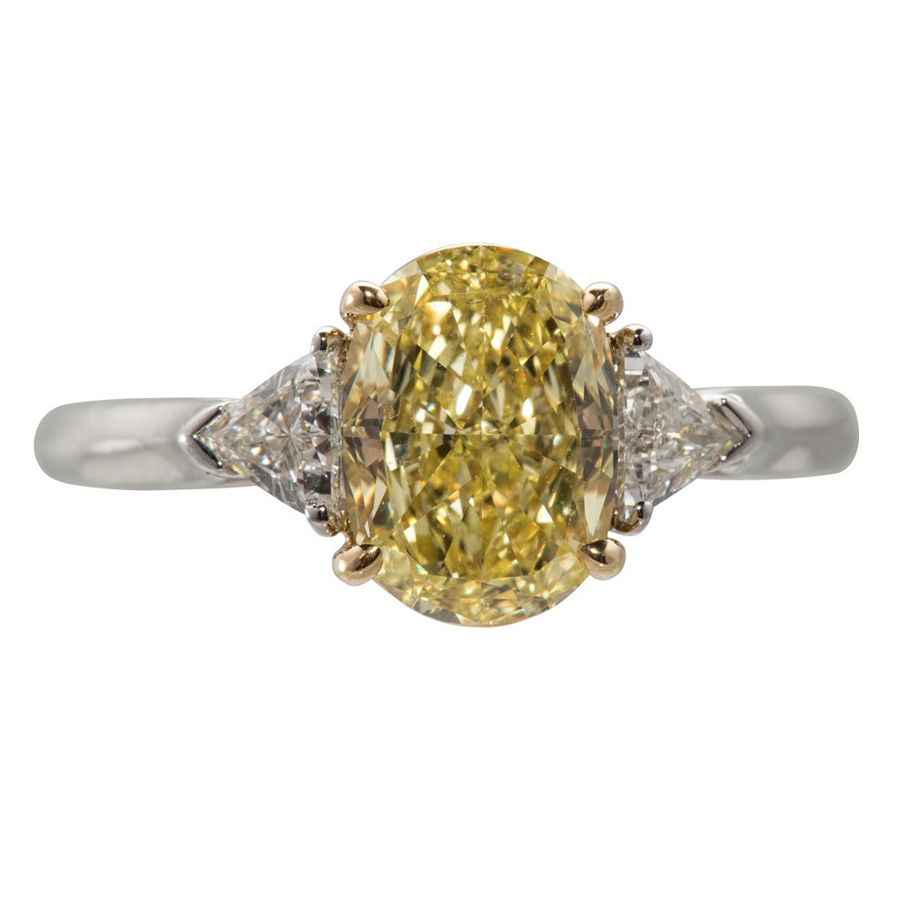 Tiffany & Co. Fancy Intense Yellow Diamond Gold Platinum Ring For Sale