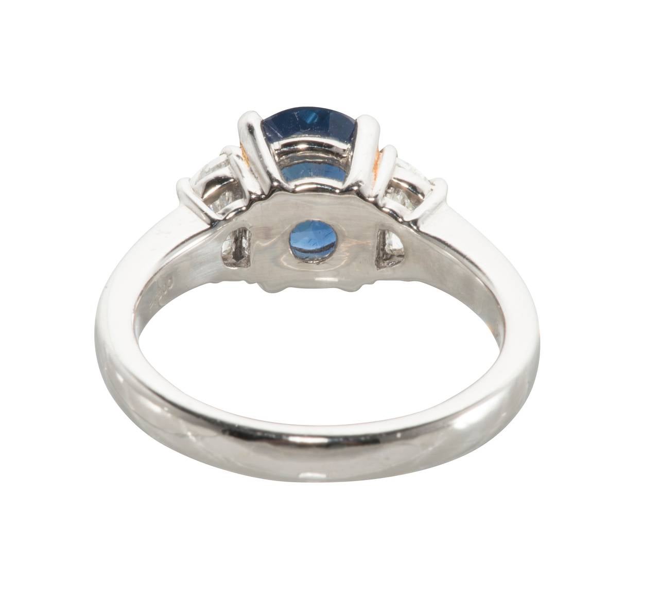 Blue Sapphire Diamond Platinum Ring 1
