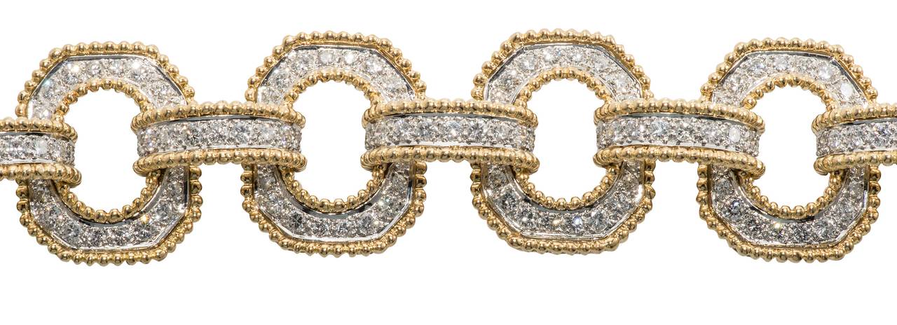 Incredibly beautiful yellow gold, platinum and diamond bracelet containing approximately 13.02cts.