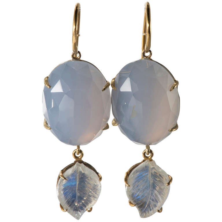 Blue chalcedony and moonstone earrings