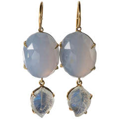 Blue chalcedony and moonstone earrings