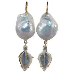 Blue/Grey cultured pearl and moonstone earrings