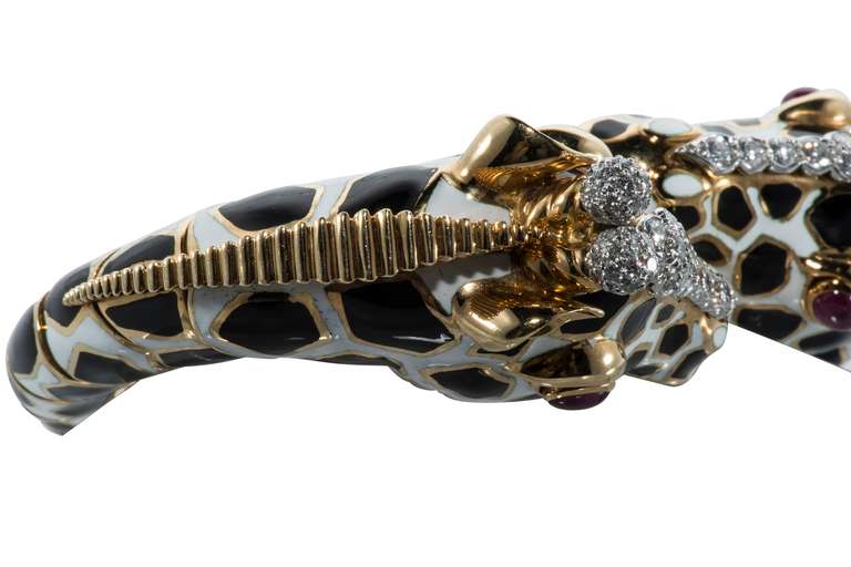 David Webb Giraffe Enamel and Diamond Cuff For Sale 4