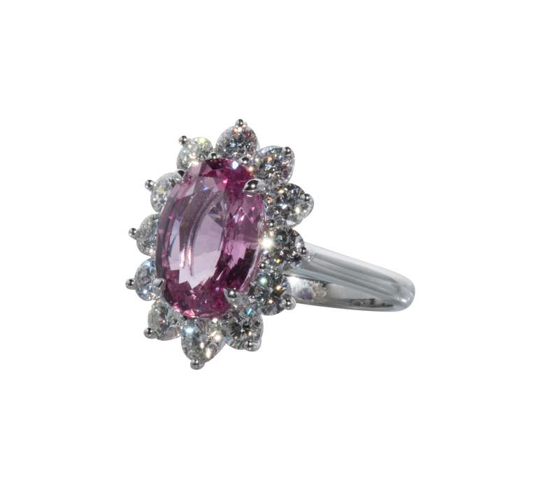 Padparadscha Pink Sapphire Diamond Ring 1