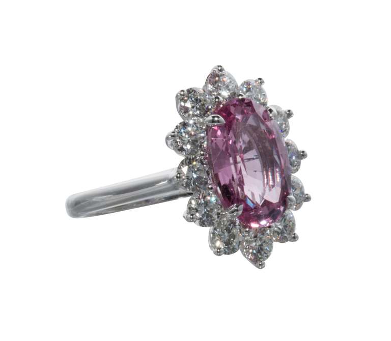 Padparadscha Pink Sapphire Diamond Ring 2