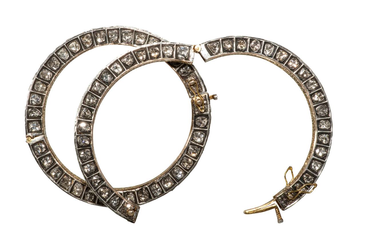 These are a pair of beautiful vintage Turkish bracelets, each containing approximately 15cts. set in sterling silver and yellow gold.