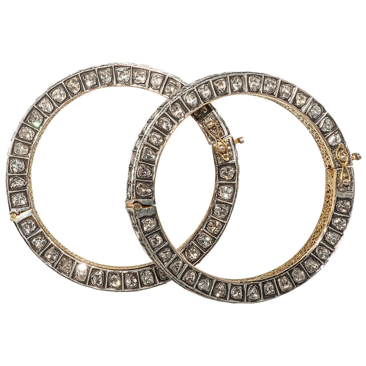 Turkish Diamond Silver Gold Bangle Bracelets