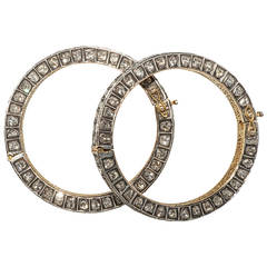 Antique Turkish Diamond Silver Gold Bangle Bracelets