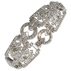 Art Deco French Diamond Platinum Plaque Bracelet
