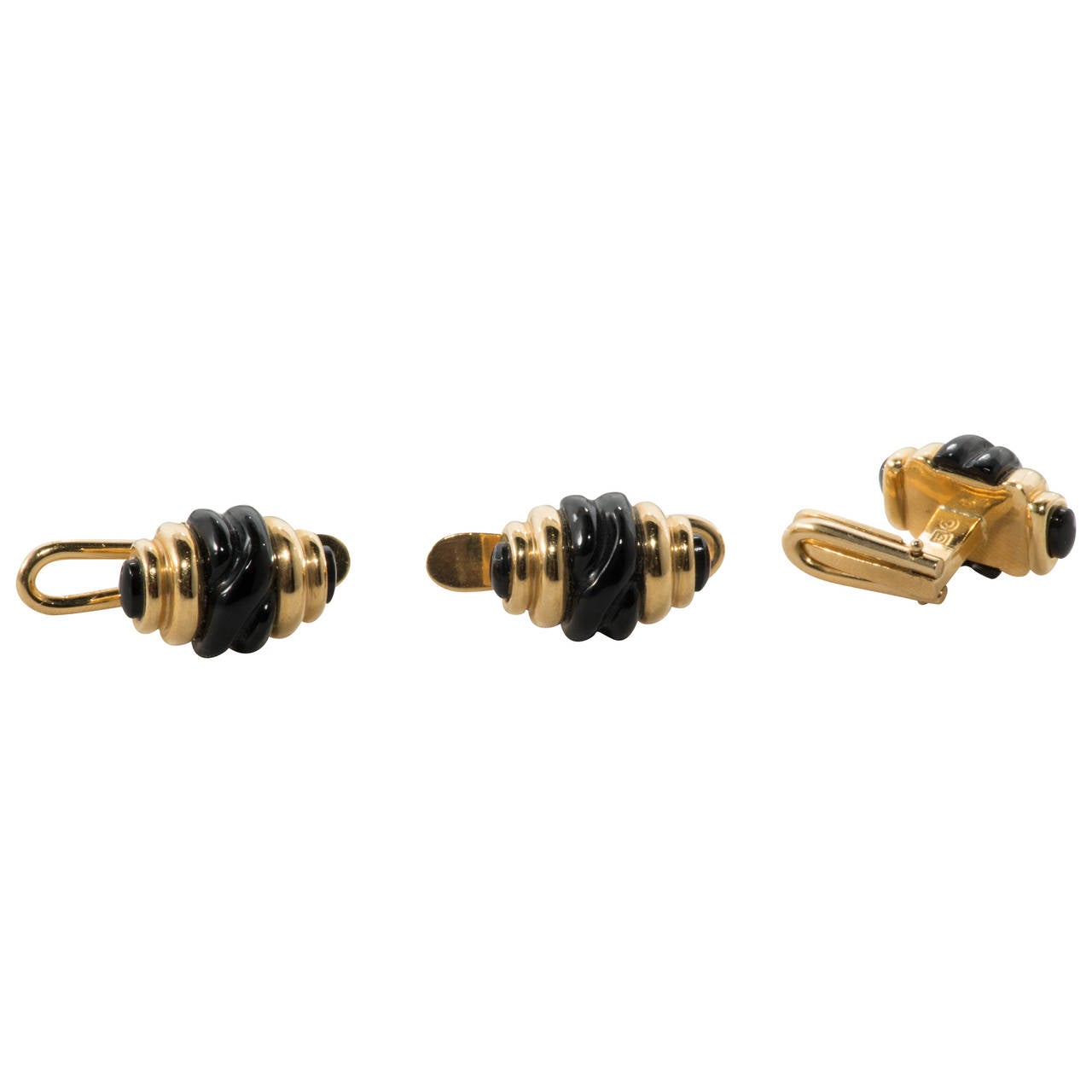 Gubelin Gentleman's Black Onyx Gold Shirt Studs For Sale