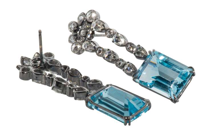 Wayne Smith Blue Topaz Diamond Earrings 1