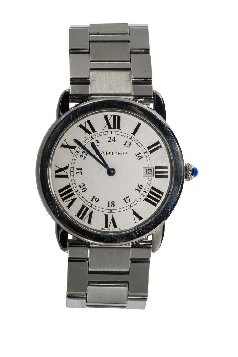 Cartier stainless steel wristwatch with bracelet.