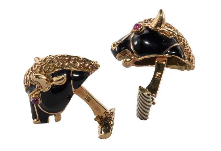 Men's David Webb Bull Head Cufflinks