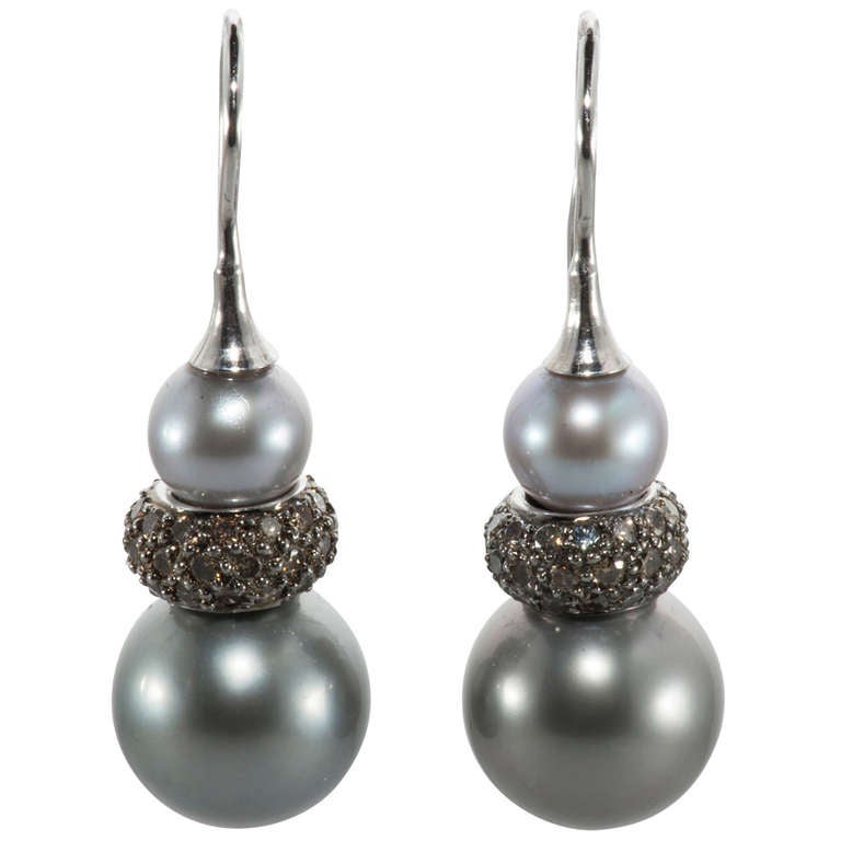 Tahitian Pearl Diamond Drop Earring